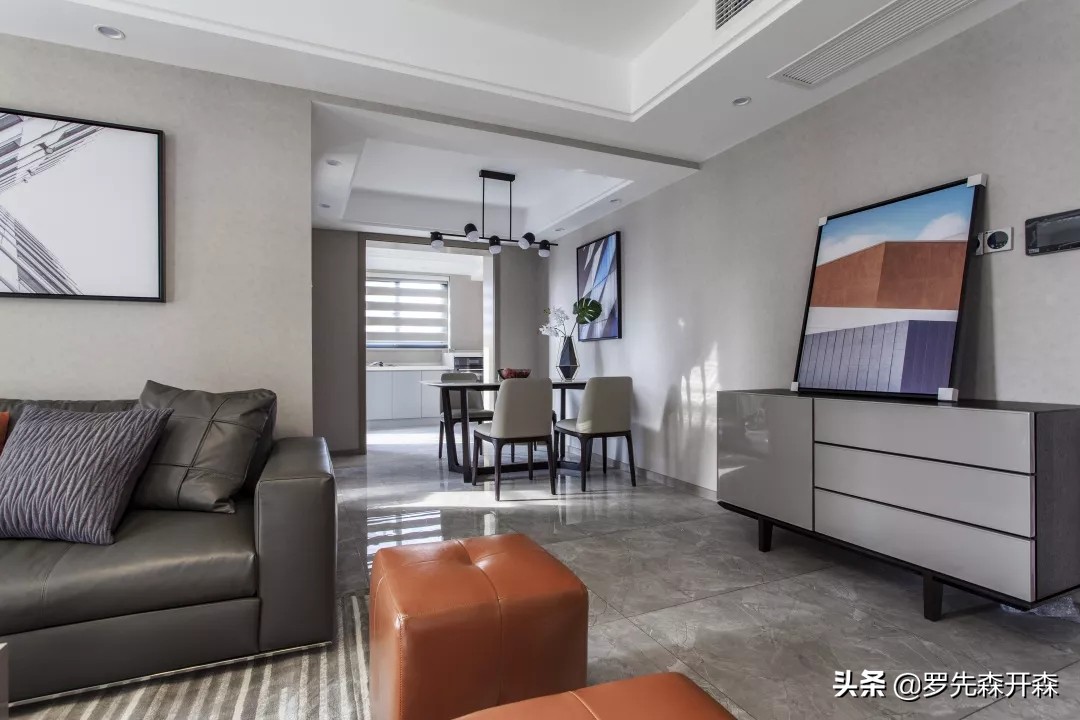 150平米爱马仕风格装修,高级灰爱马仕橙窗帘轻奢装修视频