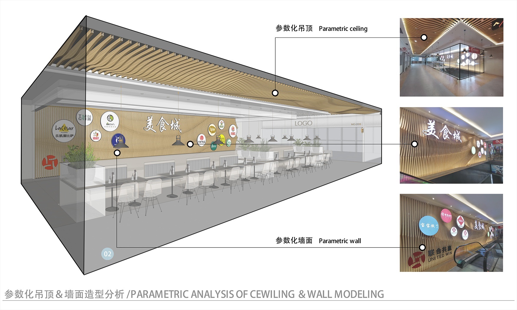 3000平美食城档口装修效果图,美食城改造方案