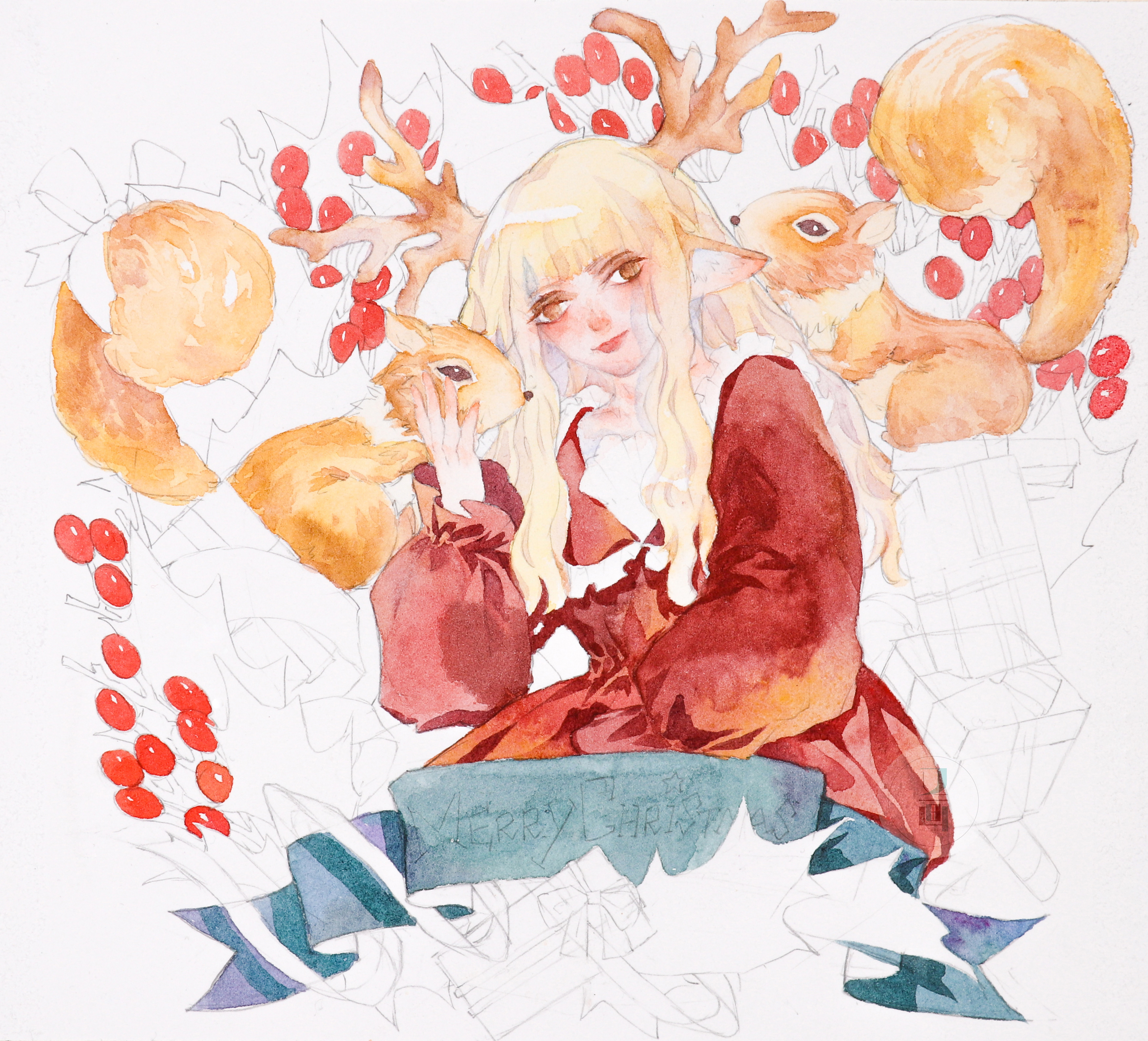 怎么用水彩来画圣诞,水彩教程梦幻