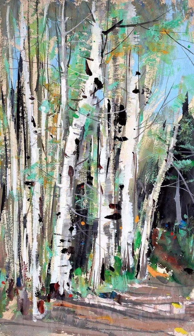 吴冠中江南风光,吴冠中白桦林创意美术