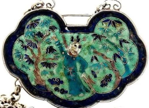 古法方形金锁,清代老银制长命锁