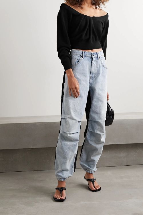 潮酷直筒牛仔裤怎么搭配,秋冬季节破洞牛仔裤怎么搭配