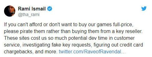 硬气:独立开发者宁愿大家盗版他游戏也不想让奸商赚钱