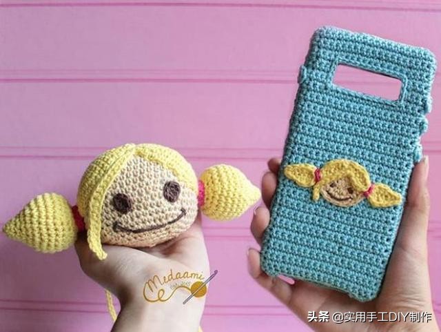 针织手机壳教程全部,萌萌的手机套编织