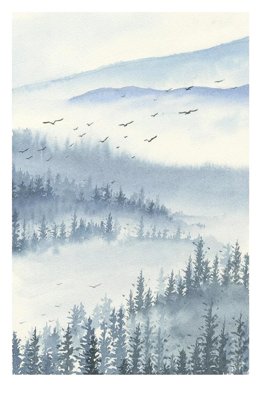 夏日清新简单水彩教程,最简单的水彩风景画法