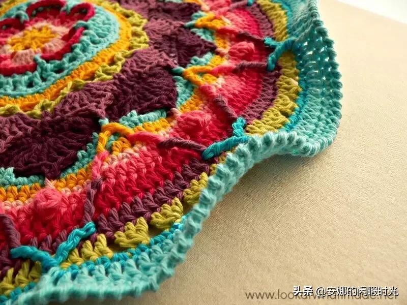 曼陀罗毯子编织教程,苏菲花园曼陀罗毯子钩法高清图解