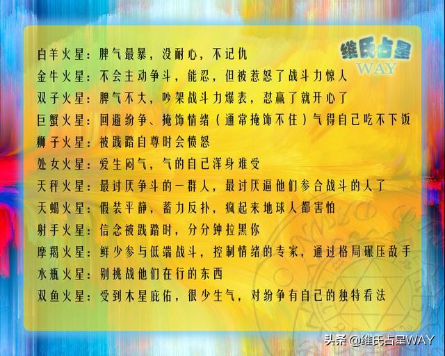 火星星座速查表4：2000-2009年出生的00后小伙伴适用