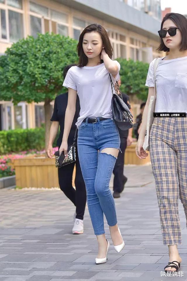 潮流女裤破洞,潮流女学生破洞裤