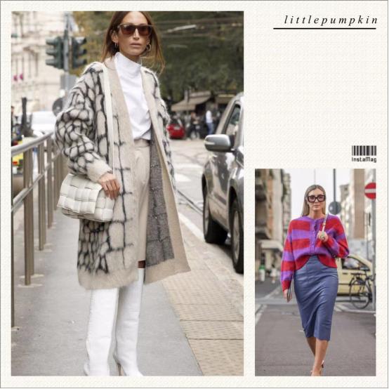 冬天带帽中长款针织开衫怎么搭配,针织开衫保暖又好穿女人味十足