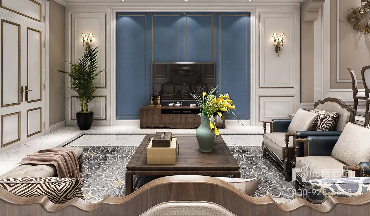 金域蓝湾家居装修风格效果图,金域蓝湾简中式风格装修效果图