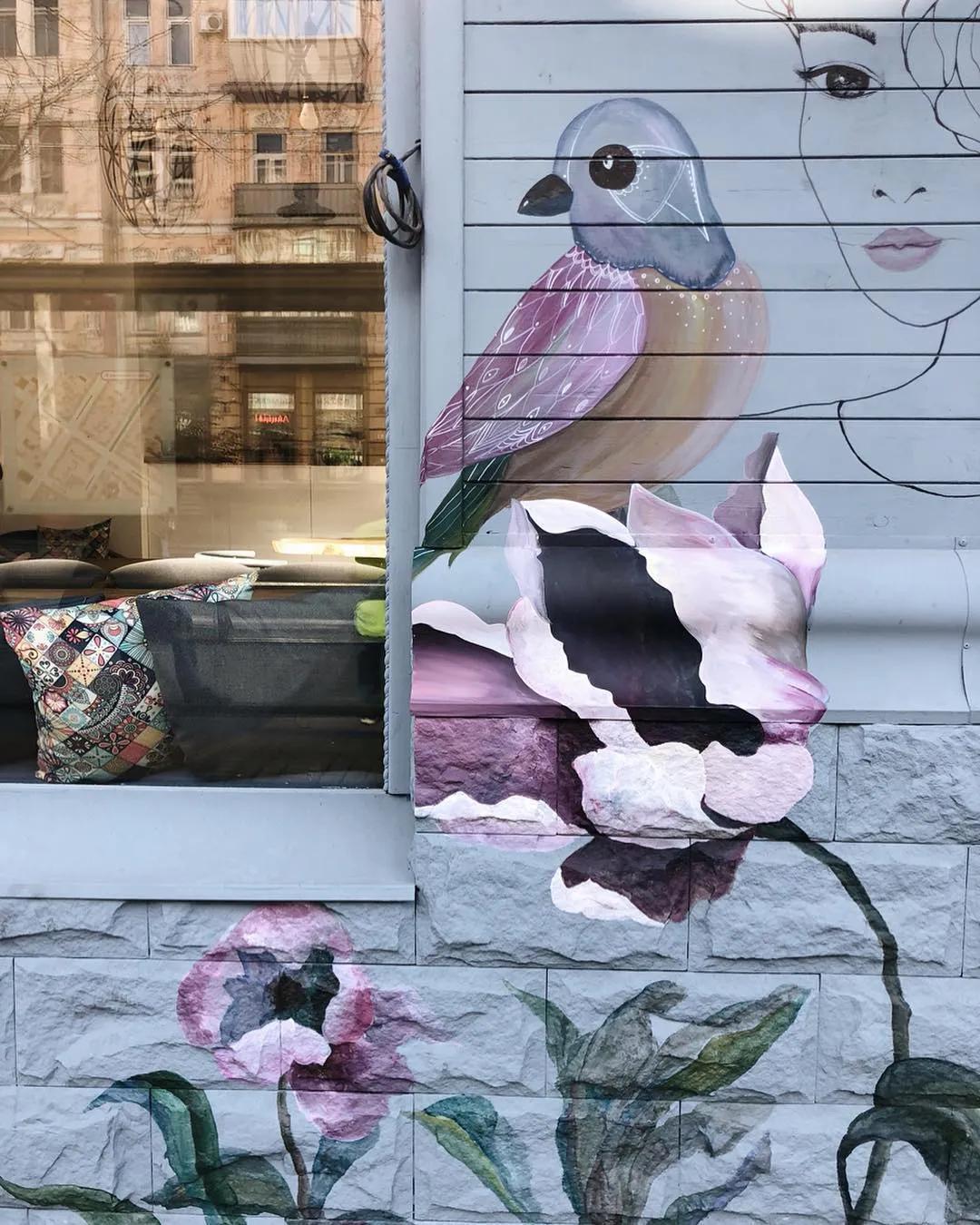 花卉墙绘,墙绘花卉色彩作品