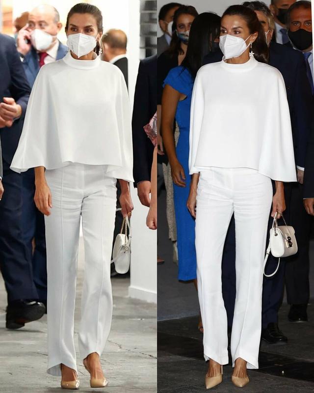 西班牙王后黑色西装上衣搭配裙子,西班牙王后穿搭少女心