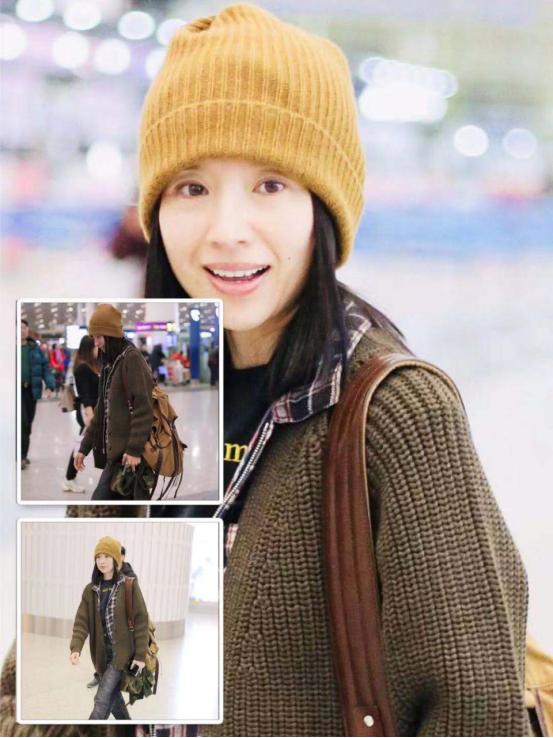 董洁皮毛一体外套,董洁蓝色光滑亮丽的外套