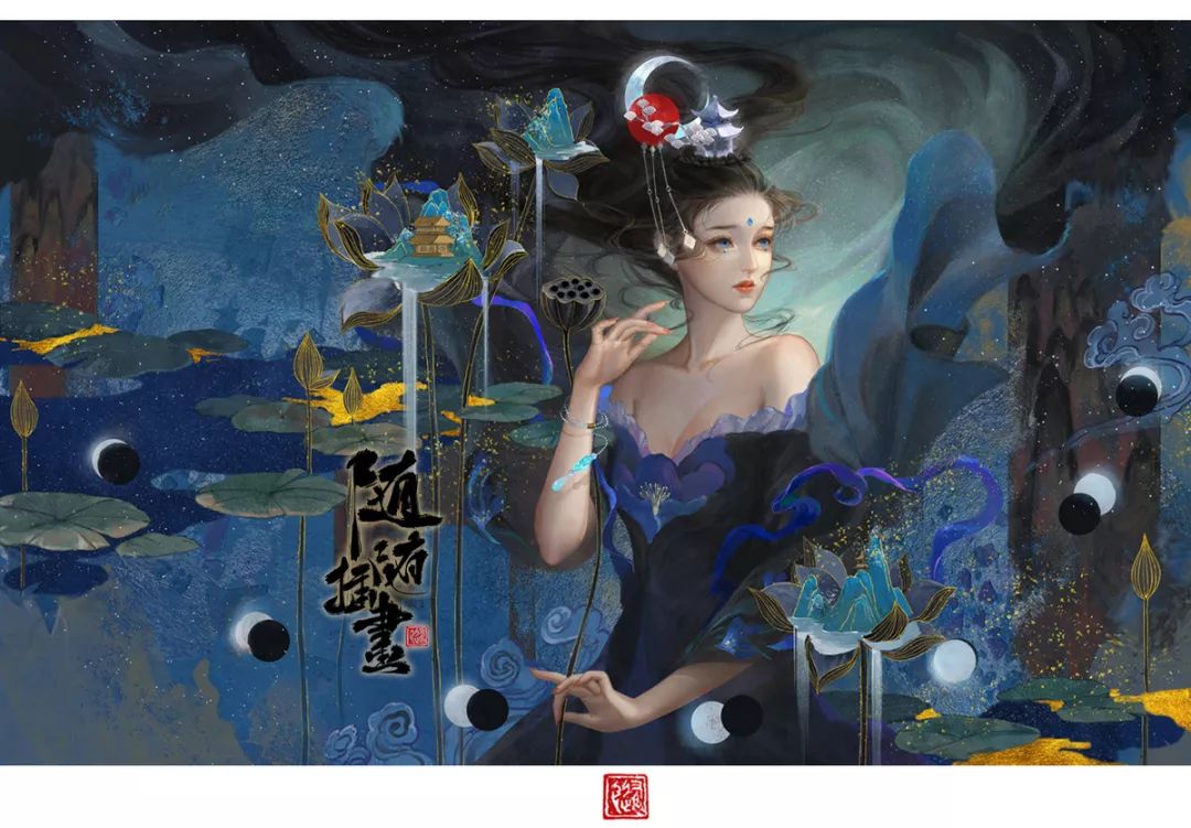 画古风人物插画板绘用什么笔刷,ps古风笔刷海报教程