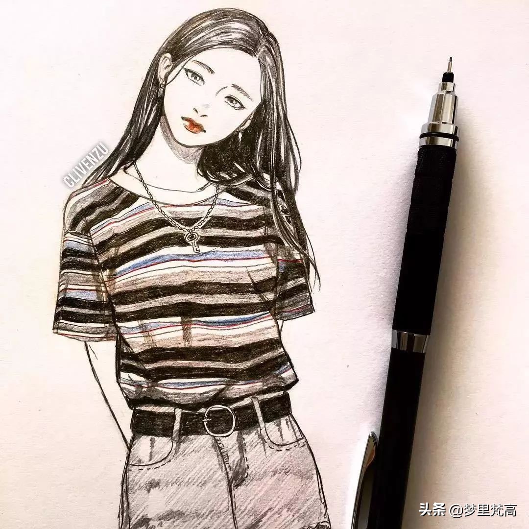 铅笔画素描动漫,铅笔画的动漫素描少女