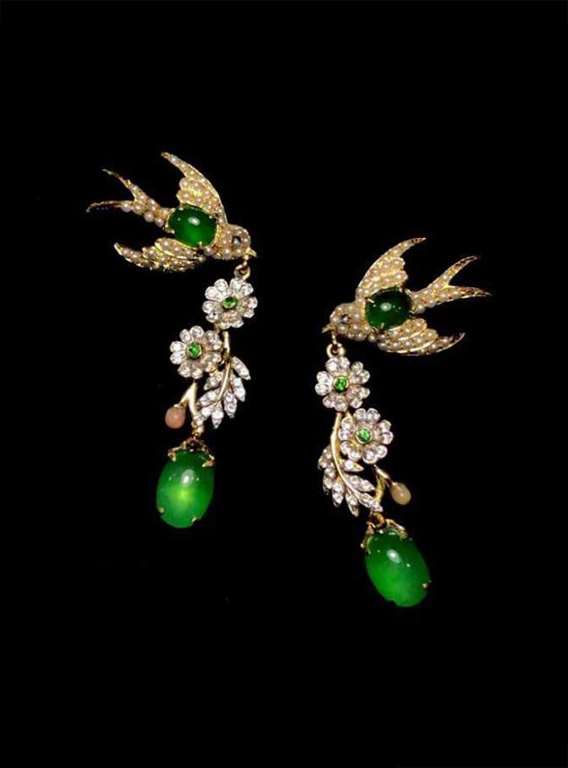 这些美翻了的新中式翡翠耳饰,让人赏心悦目的复古翡翠耳坠