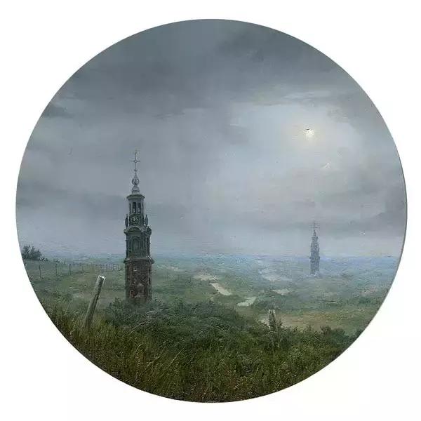 去艺术馆旅游回来画一幅画,油画风景随身带