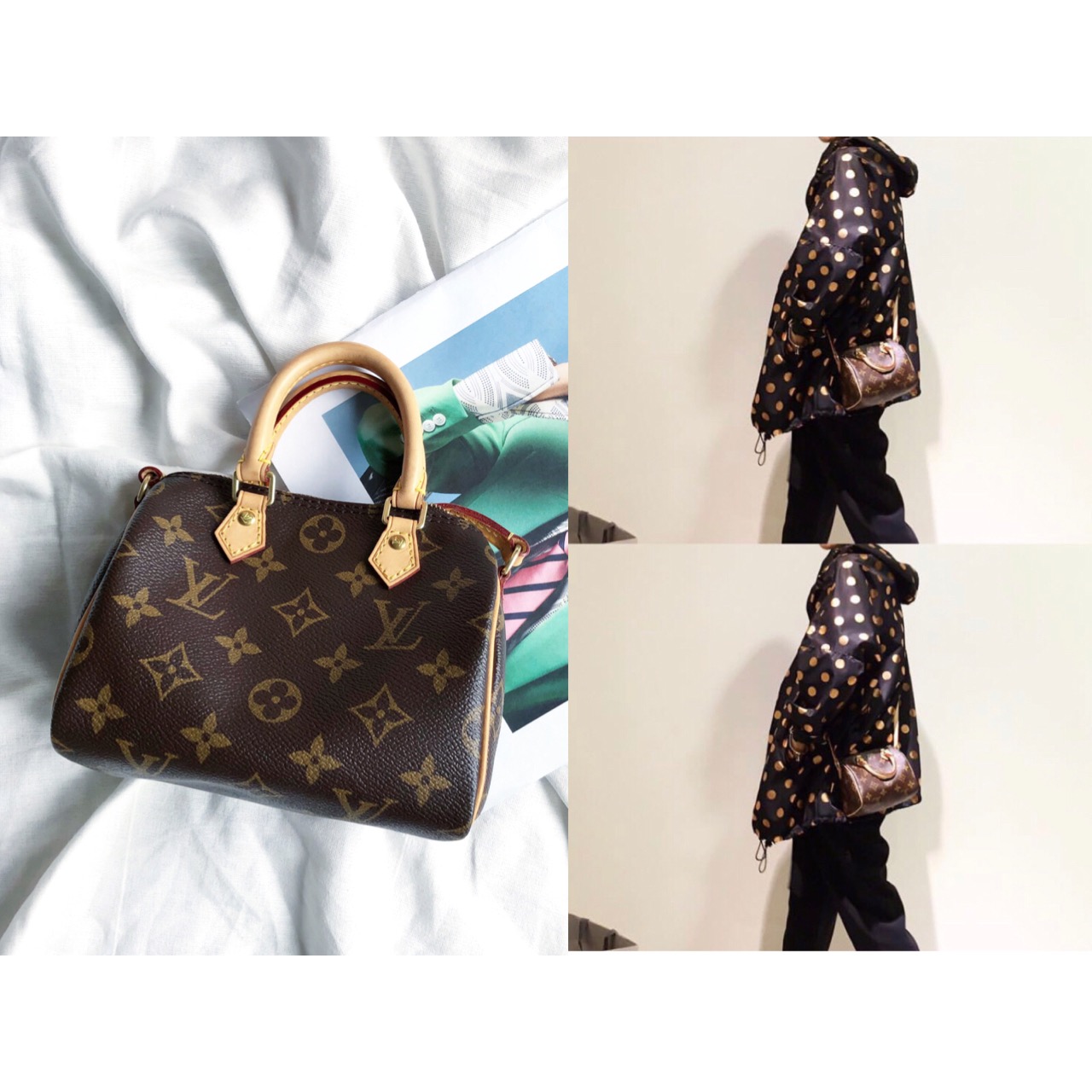 lv包包老花双面测评,lv老花包上面都有lv吗