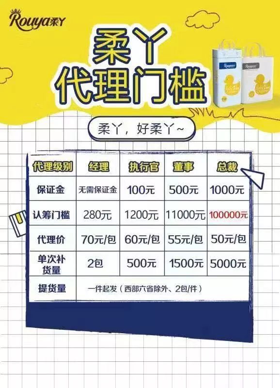柔丫纸尿裤代理需要多少钱,京东的柔丫和微商的柔丫一样吗