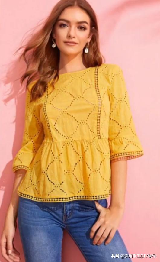 2020蕾丝领时尚气质纯色衬衣,时尚设计荷叶花边纽扣套头衬衫