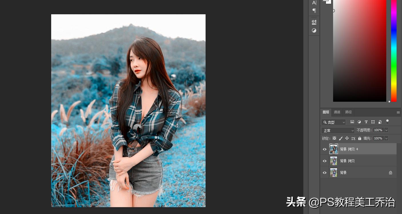 ps人像青橙色调调色教程,ps摄影蓝灰色调色教程