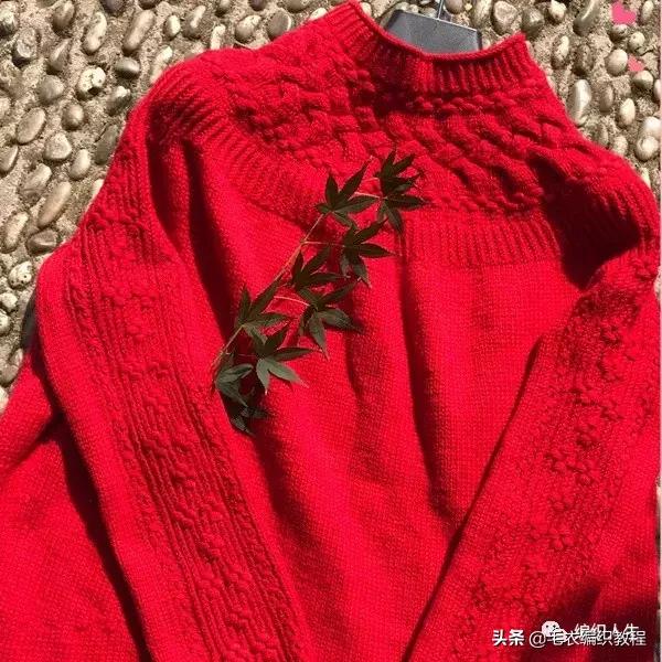 棒针席纹花毛衣图片,女士钩针圆领套头毛衣图解