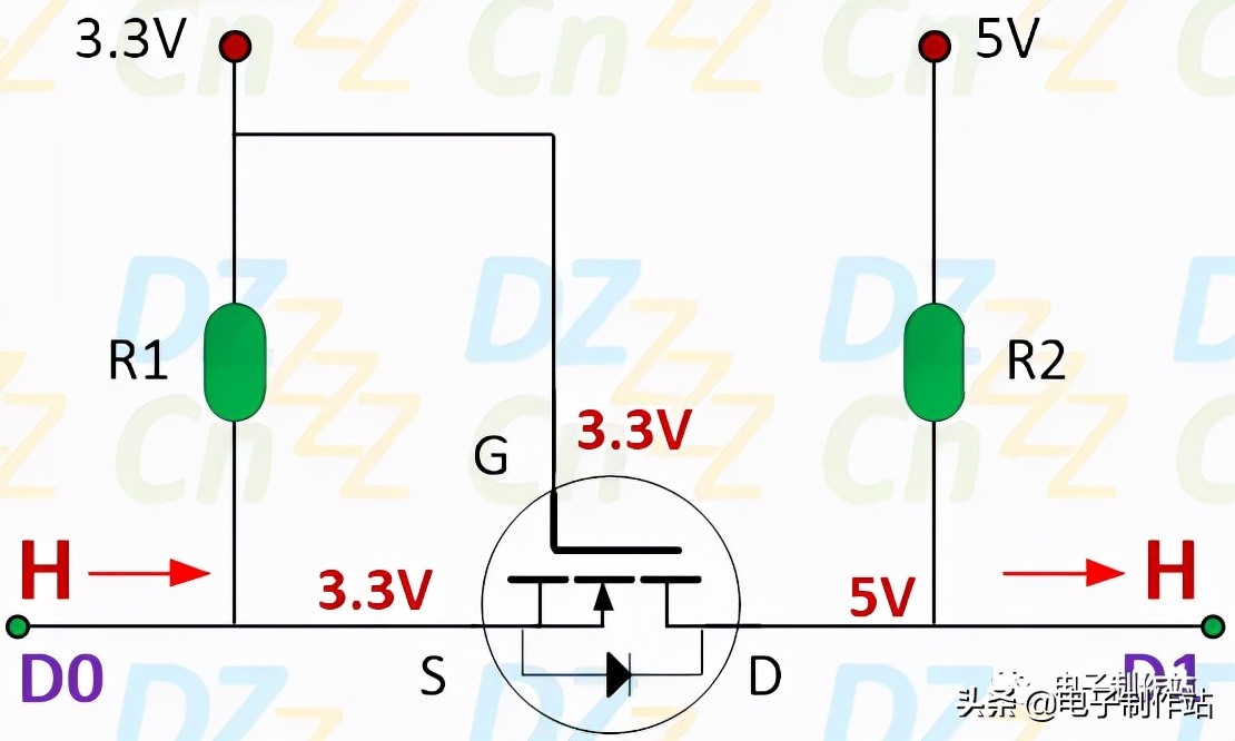 电平转换电路的具体工作过程,高电平与低电平如何转换电路图