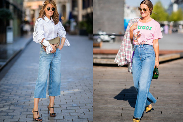 深秋不加绒牛仔阔腿裤深色,秋冬百搭神裤宽窄版阔腿牛仔裤