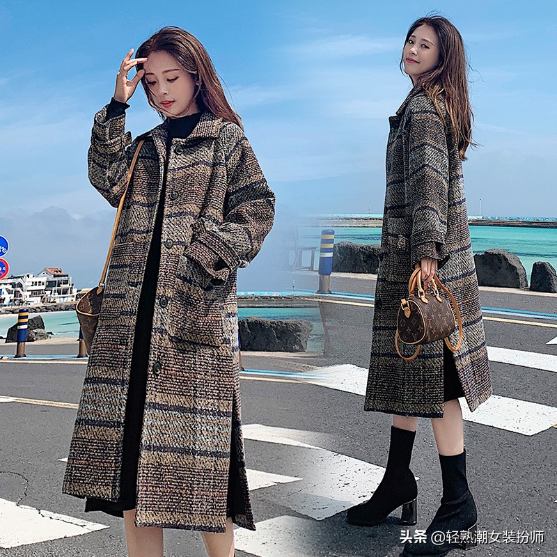 2022新款百搭显瘦格子大衣,新款格子大衣时髦又洋气