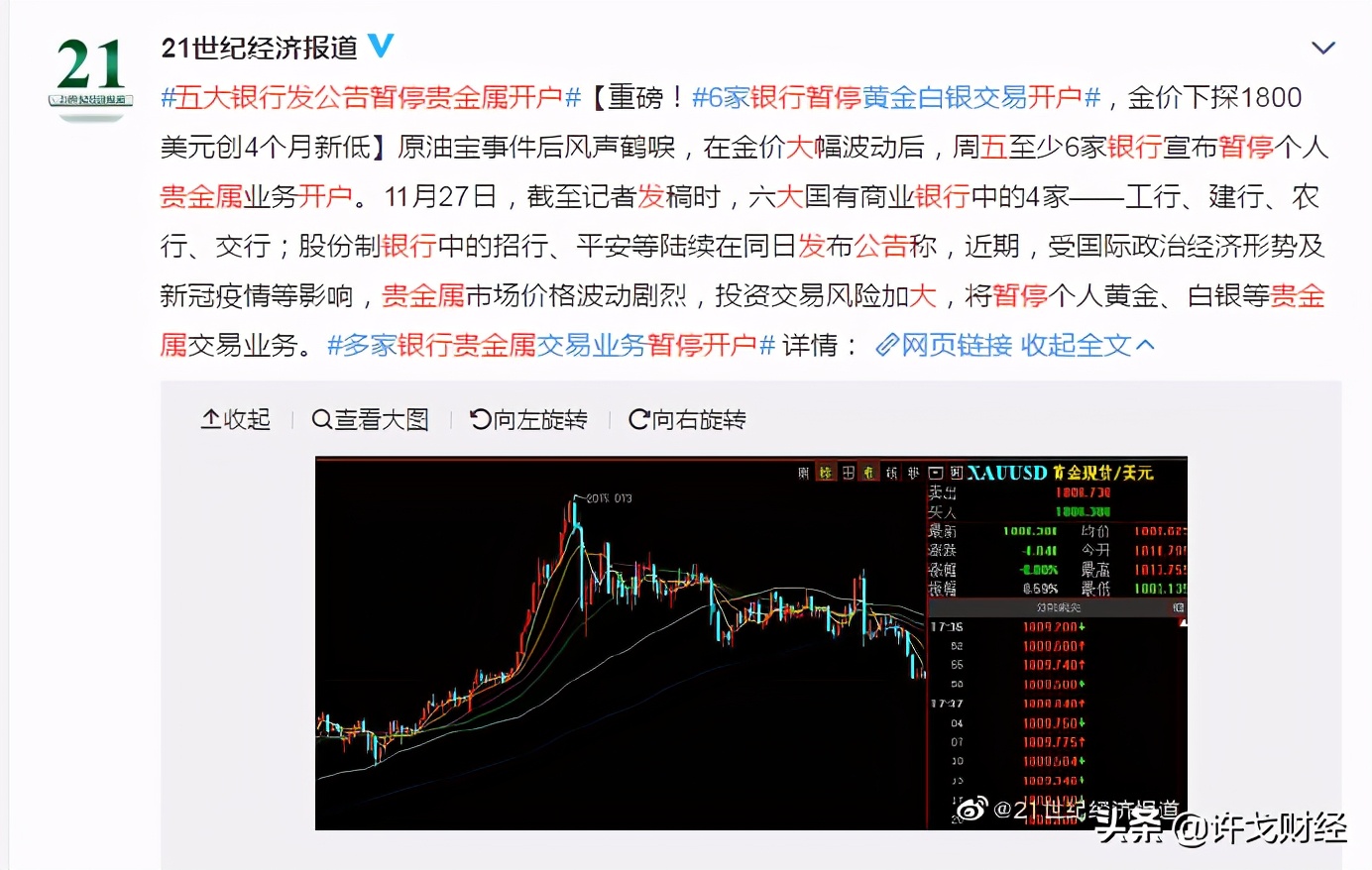 六大行暂停黄金交易会发生什么,六大银行暂停贵金属业务新户开立