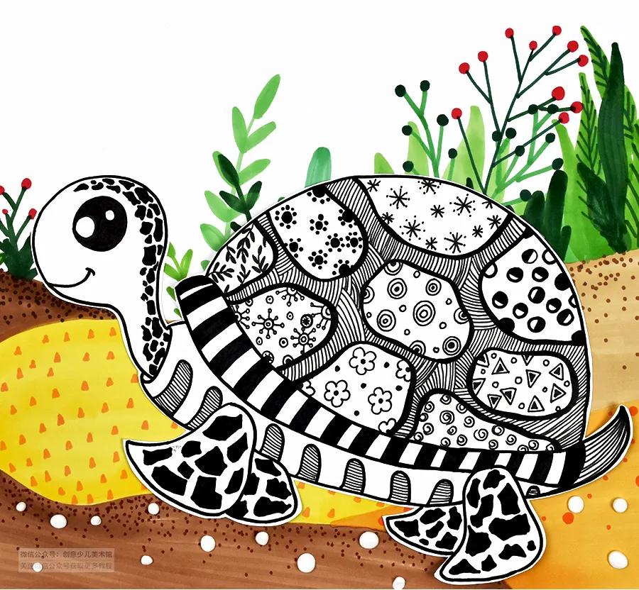 儿童画画法教程小动物,画画教程画小乌龟