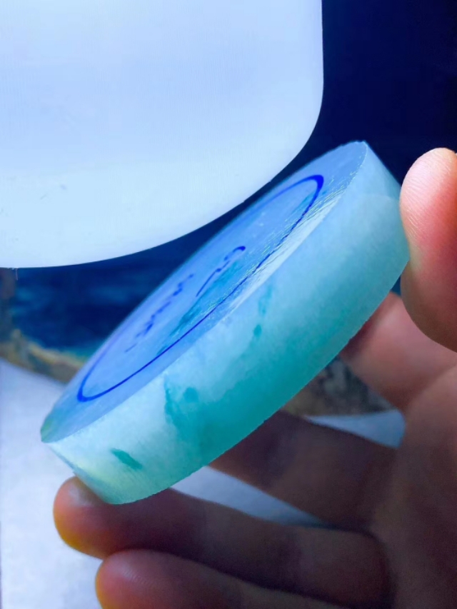 冰底飘花半山水手镯,蛋面冰飘花手镯