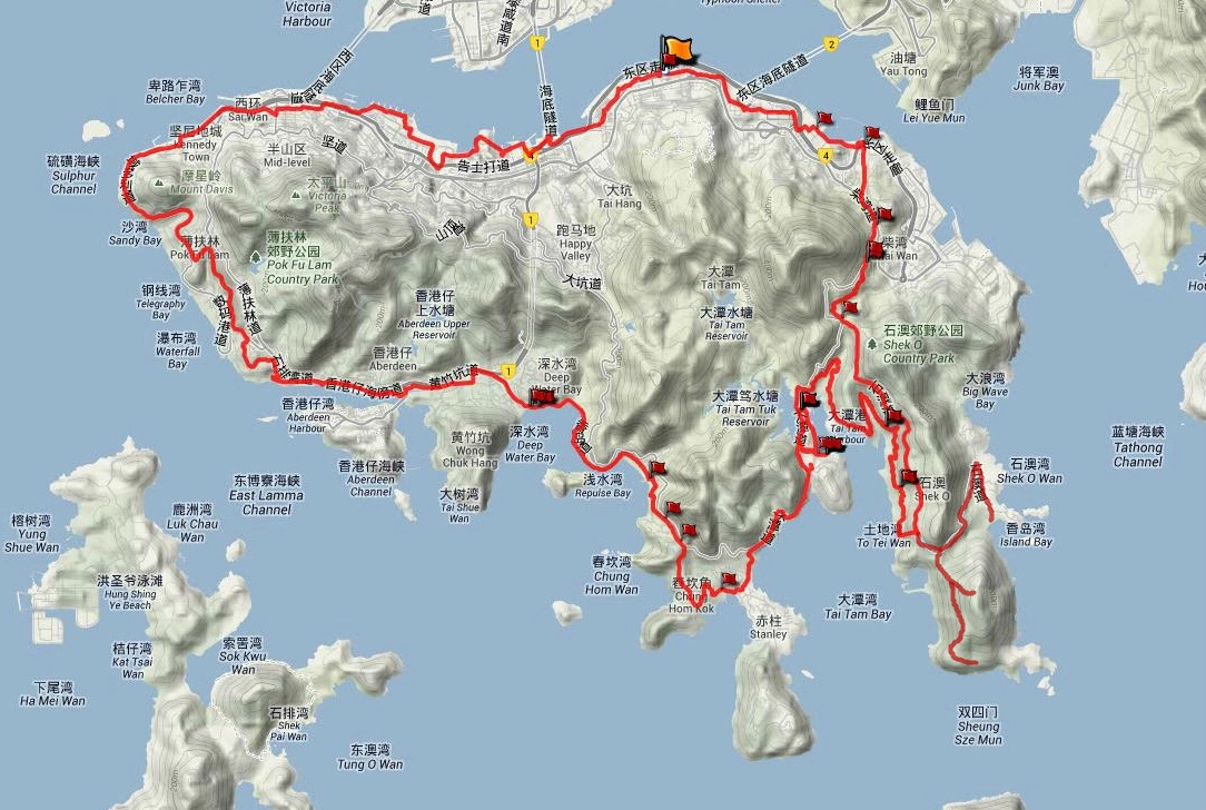 环香港公路车骑行路线,环香港岛跑一圈有多长