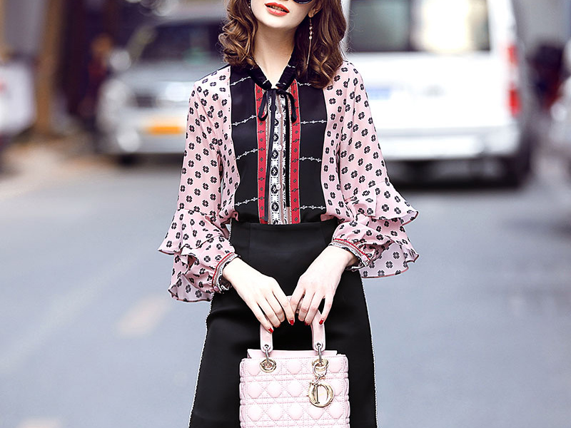 雪纺衫女时尚减龄仙气上衣,轻奢长袖雪纺衫仙气女连衣裙