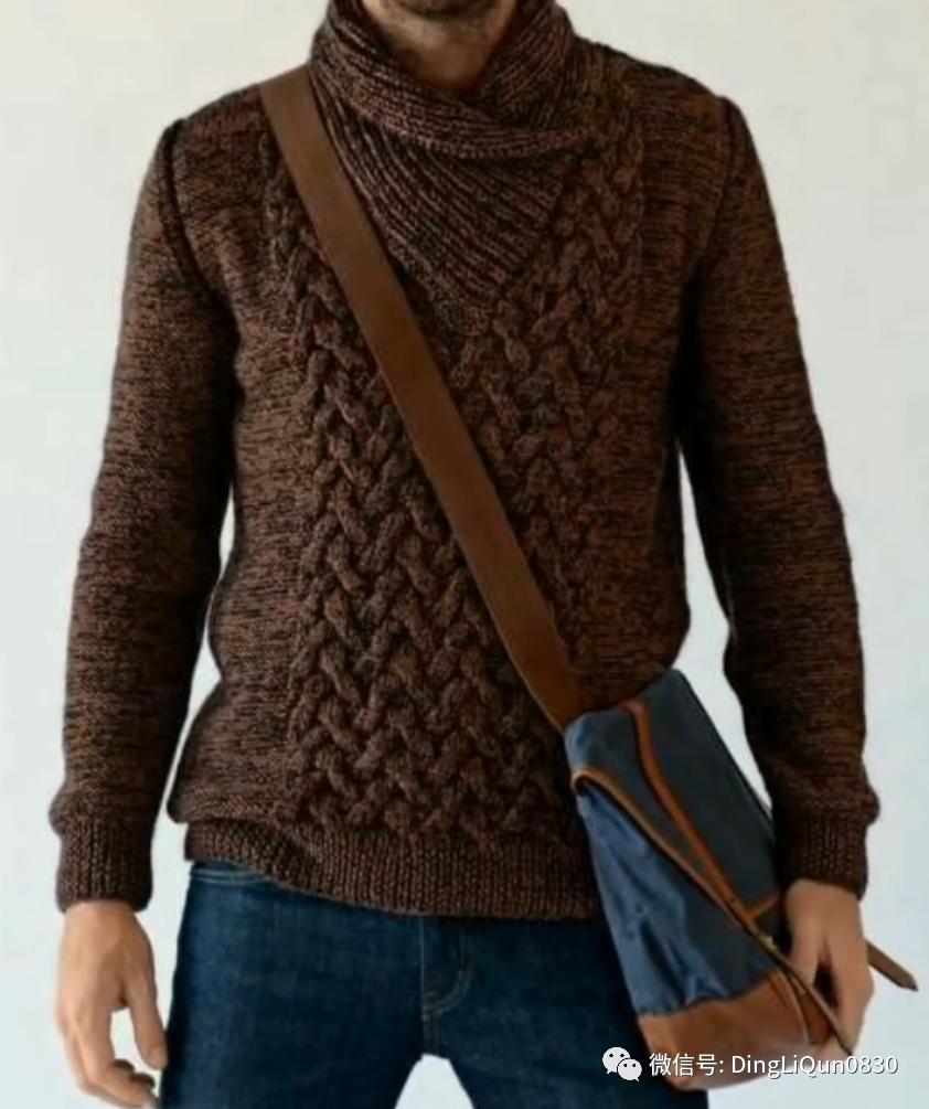 男士针织衫开衫秋冬款手工编织款,手工针织衫男款花样