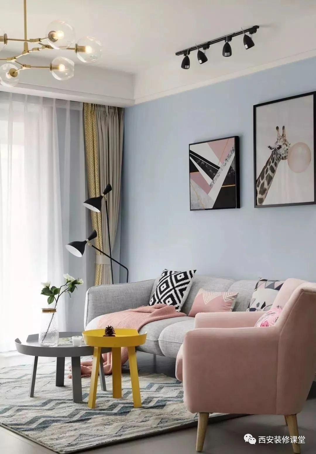 马卡龙色系装修效果图全屋,马卡龙色装修客厅