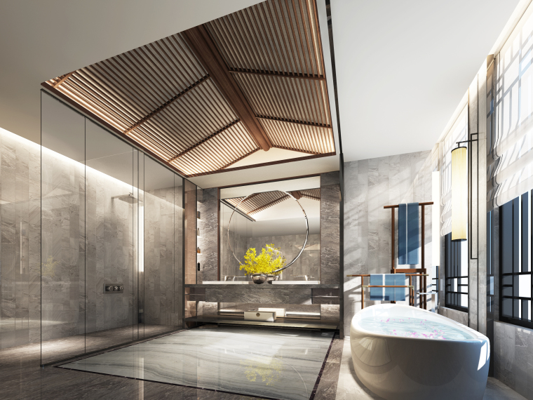 成都天府新区中式合院带装修,中德麓府四合院设计施工图