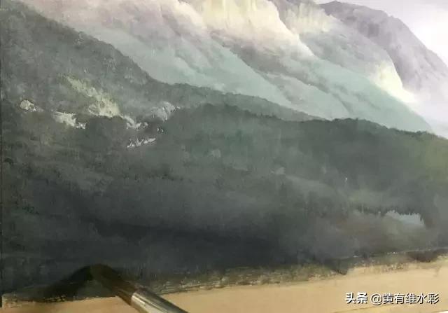 水彩画山风景入门,远山画法入门教程