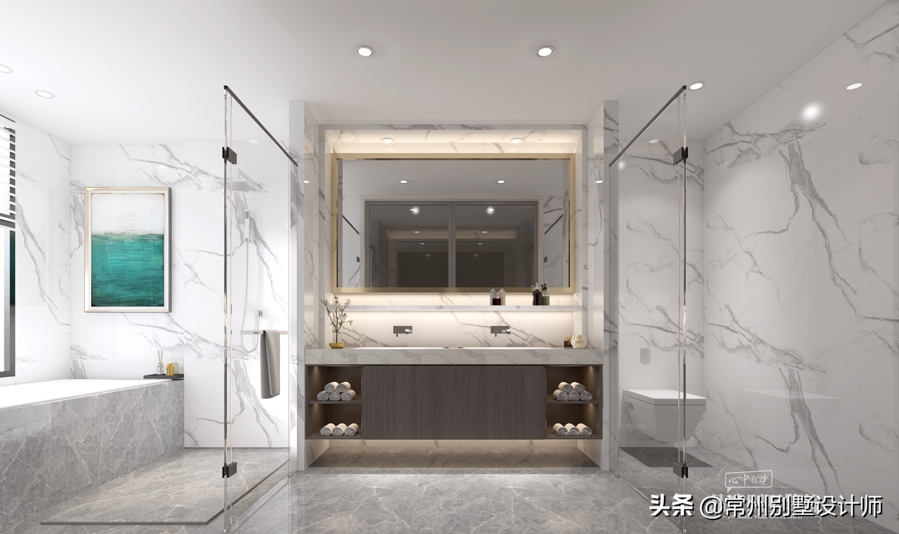 常州轻奢别墅装修效果图,常州别墅现代风格装修案例暖色系