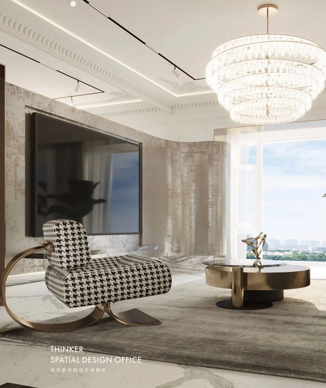 法式复古pu线条效果图,pu线条搭配什么灯