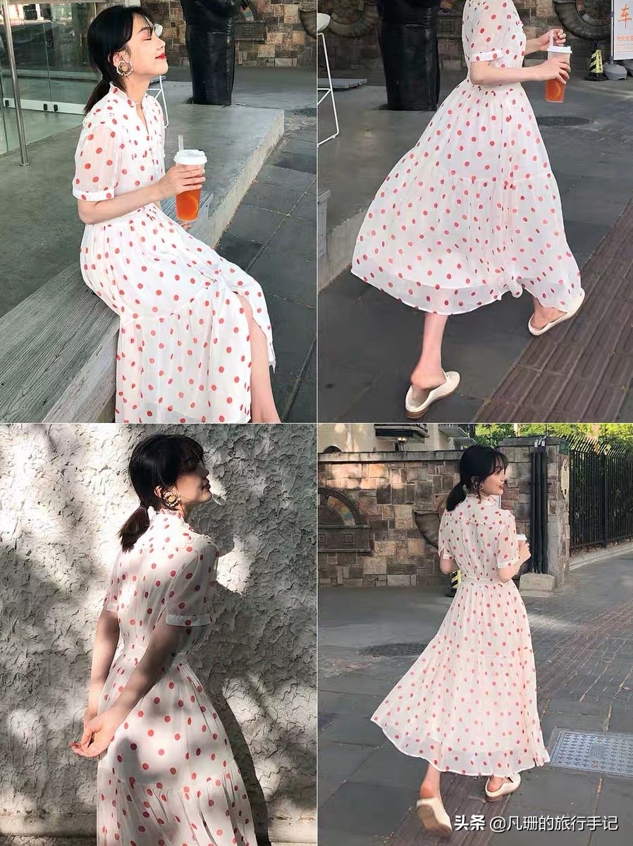 度假风绿色连衣裙,法式桔梗仙女裙​