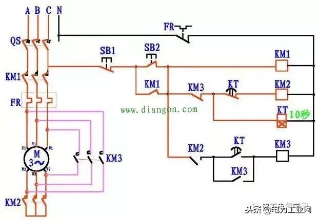 电动机星三角降压启动故障排查,不看电路图接星三角启动实物图