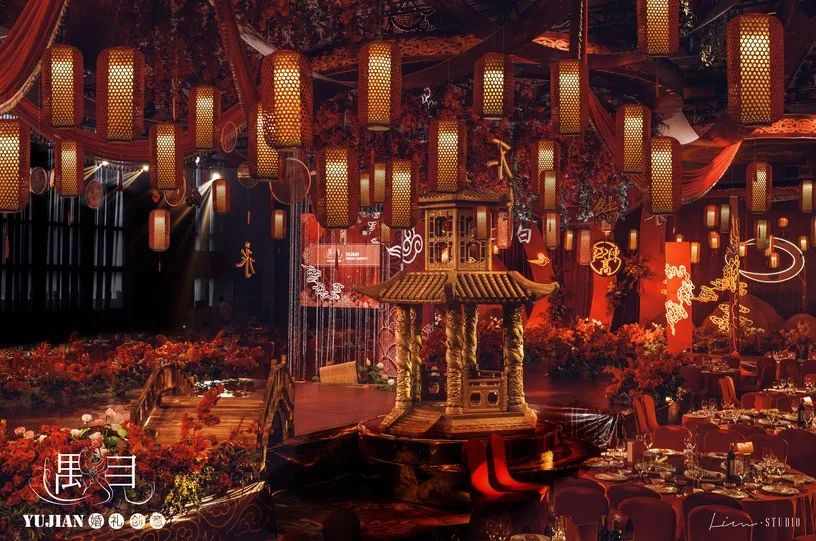 经典的暖色系婚礼,中式婚礼红绿搭配婚礼布置