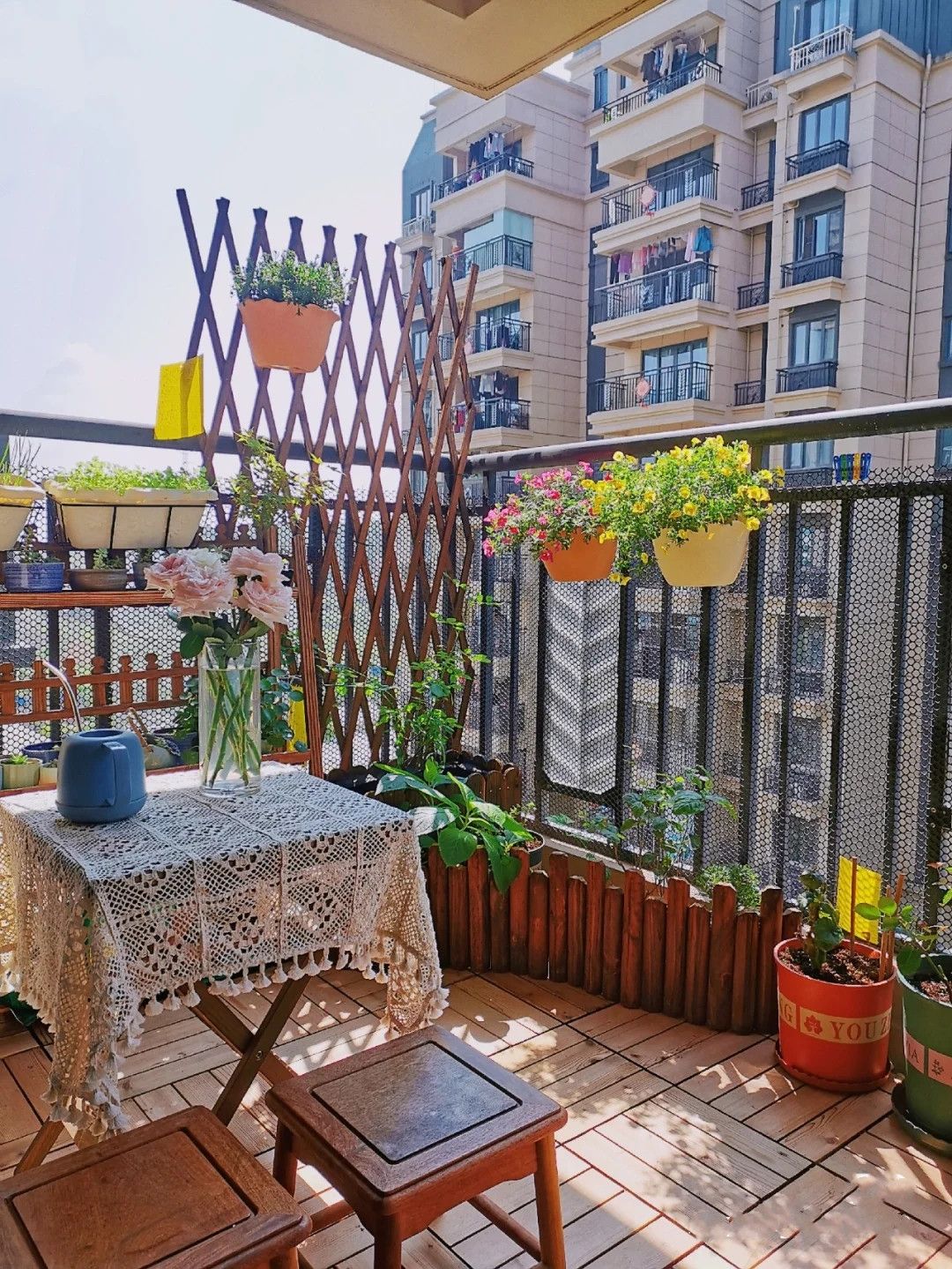 阳台造景花园简单,阳台花池种菜设计