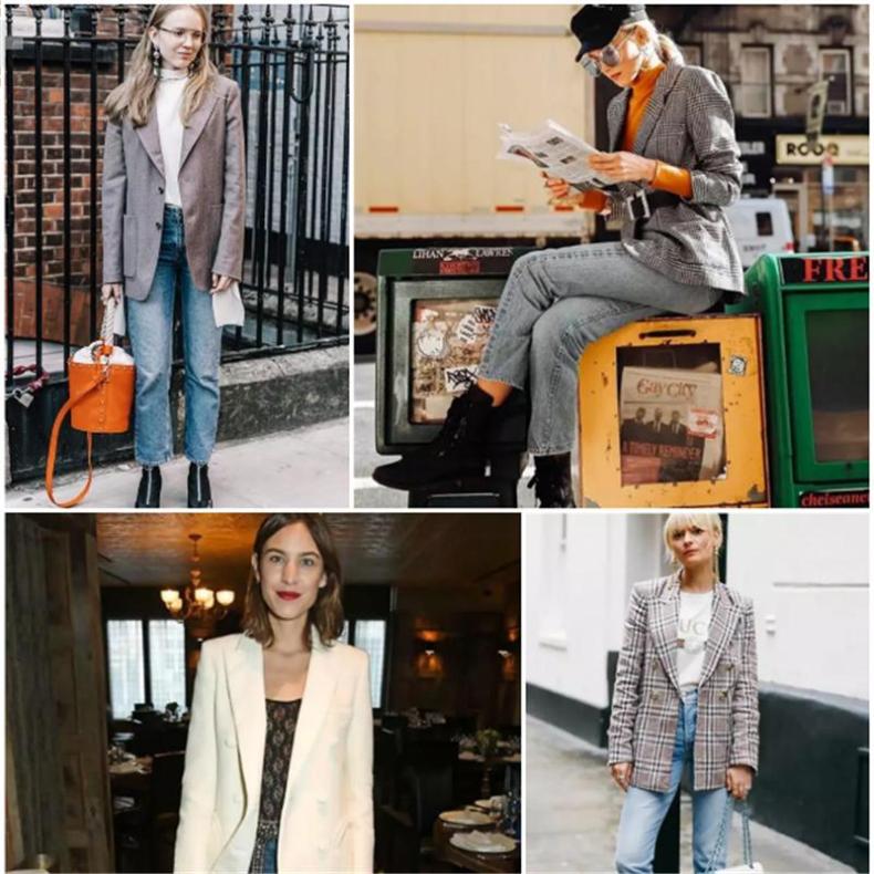 格子西装女生高级感,休闲格子西装女生高级感