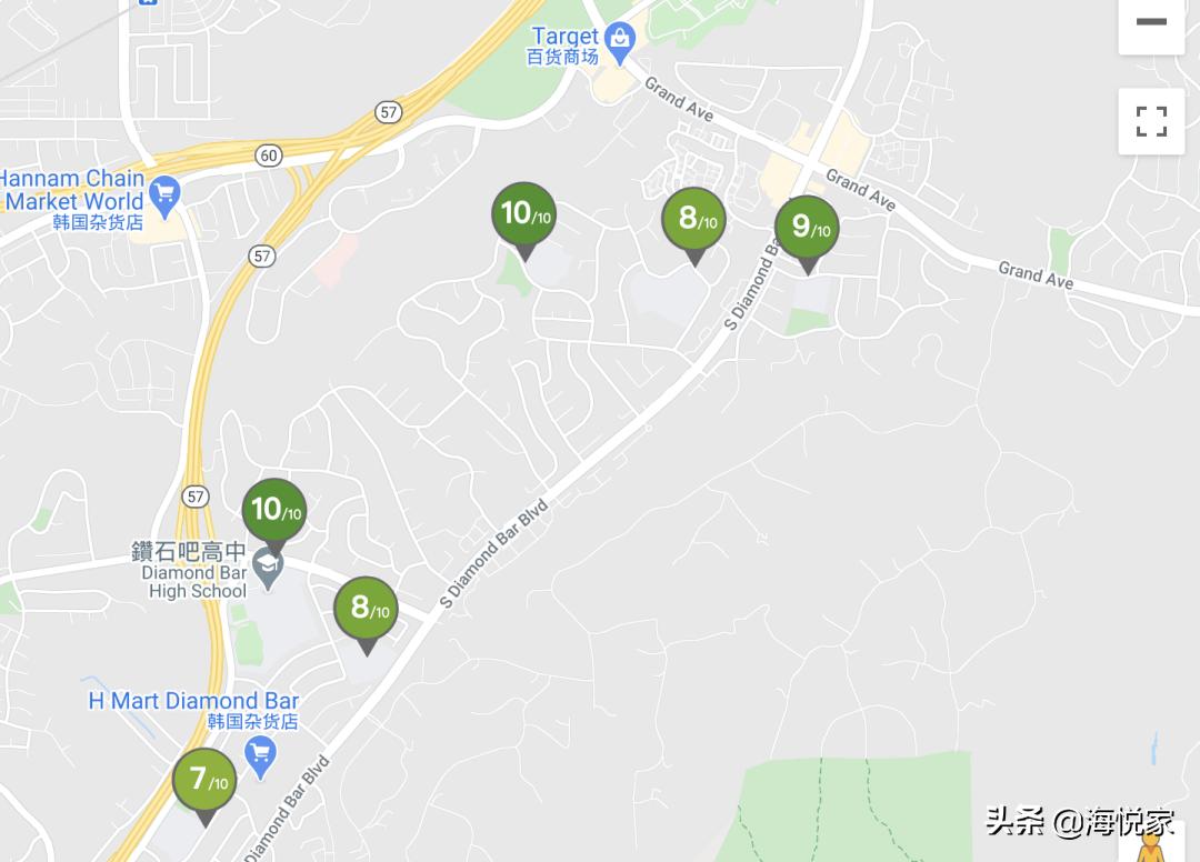 钻石吧离洛杉矶市区多远,钻石吧