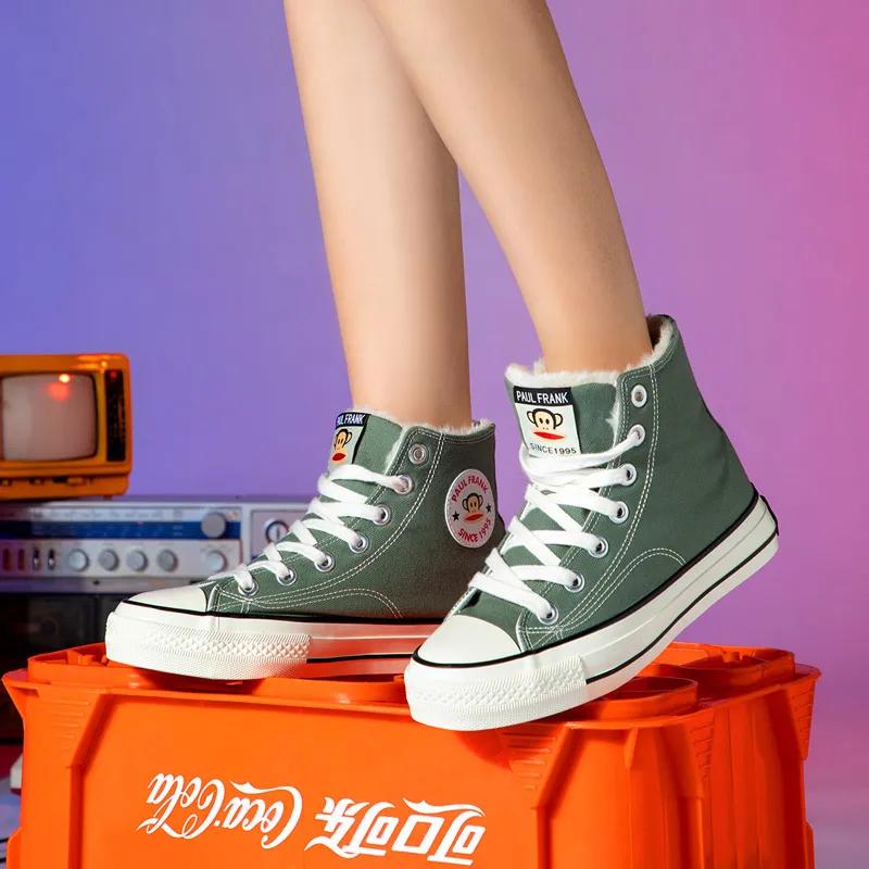 大嘴猴帆布鞋儿童加绒,女保暖鞋加绒加厚正品大嘴猴