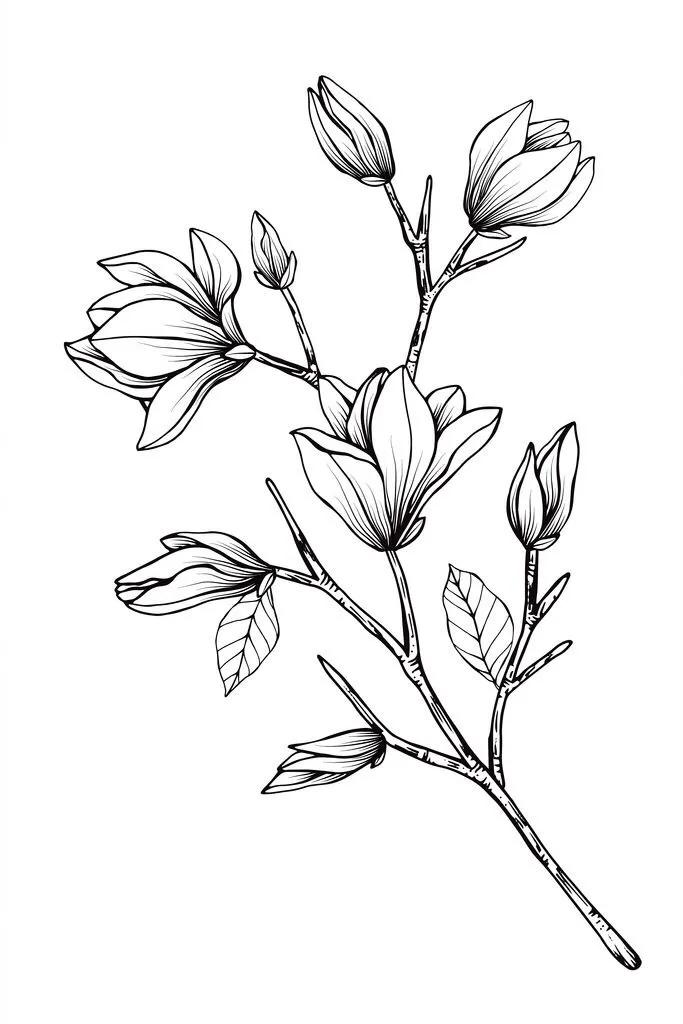 白描花卉线稿初学者,100幅白描花卉图片