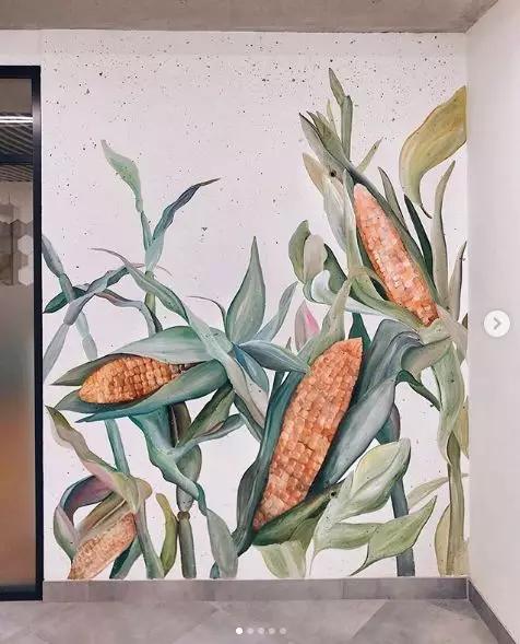 花卉墙绘,墙绘花卉色彩作品