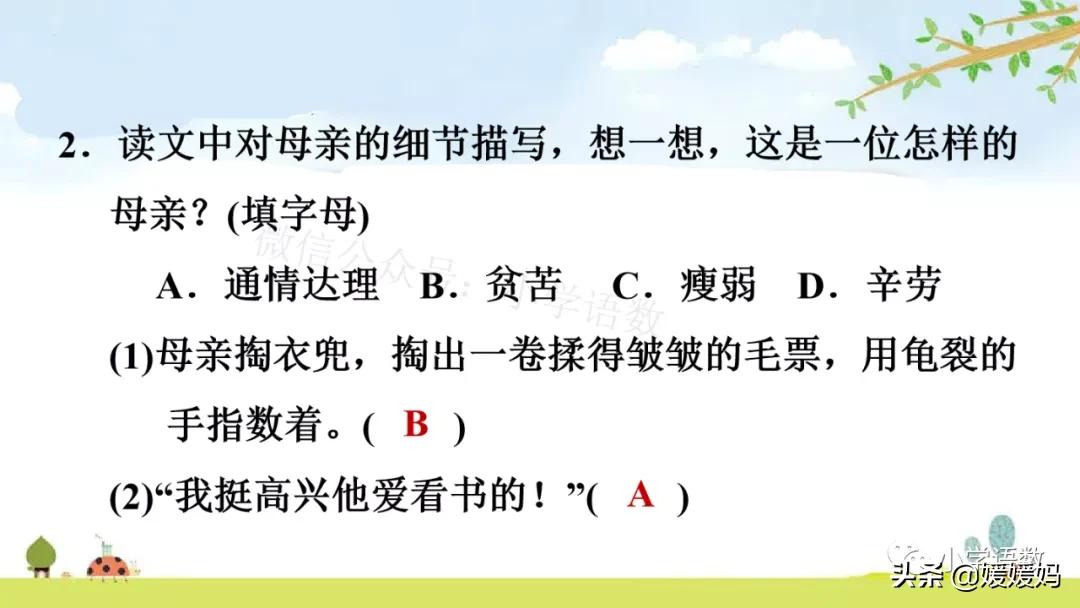 五年级上册练习册第18课慈母情深,五年级第18课慈母情深课文结构图